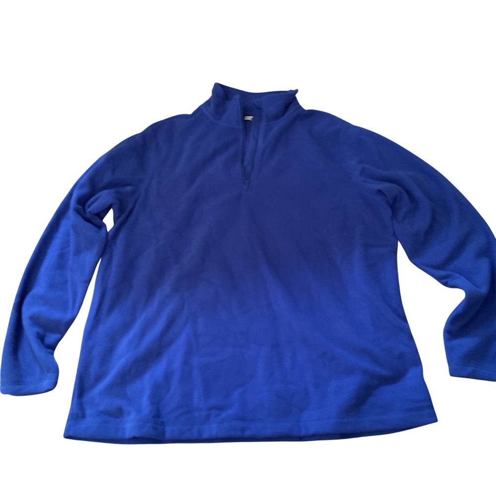 Lands End Womens Blue Fleece Quarter‎ Zip Pullover Mock Neck Sweater Size L